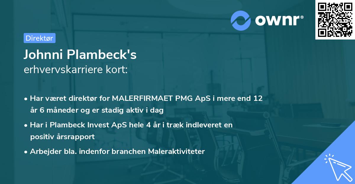 Johnni Plambeck's erhvervskarriere kort