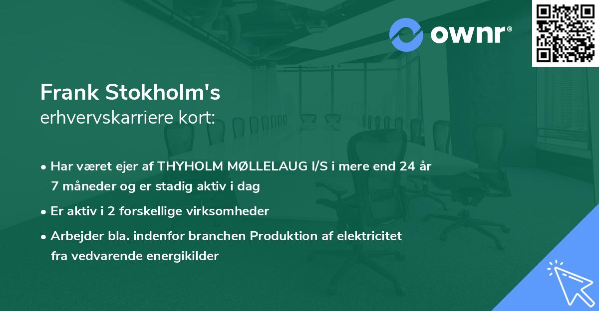 Frank Stokholm's erhvervskarriere kort