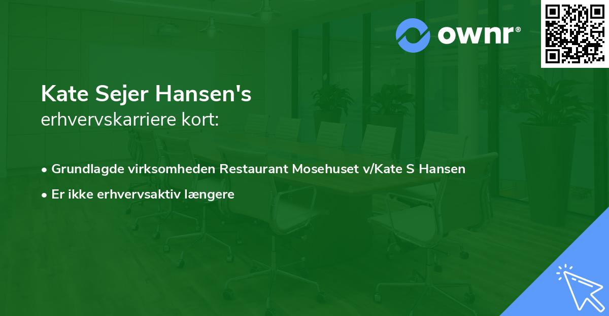 Kate Sejer Hansen's erhvervskarriere kort
