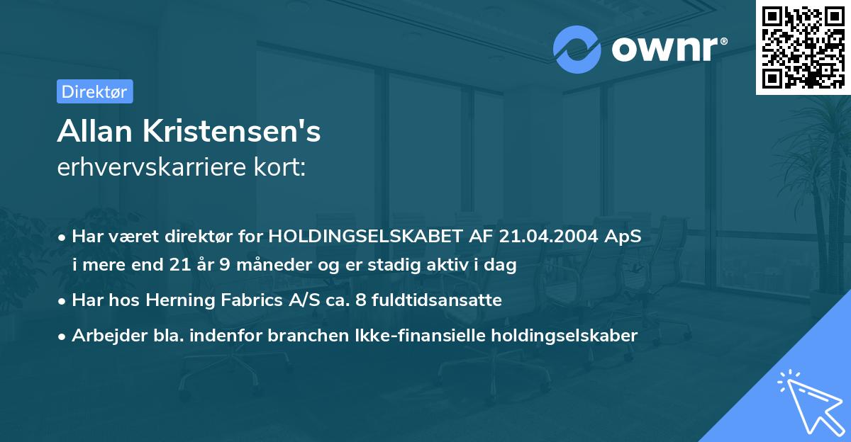 Allan Kristensen's erhvervskarriere kort