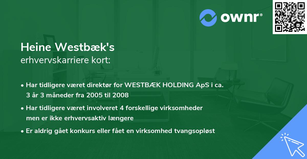 Heine Westbæk's erhvervskarriere kort