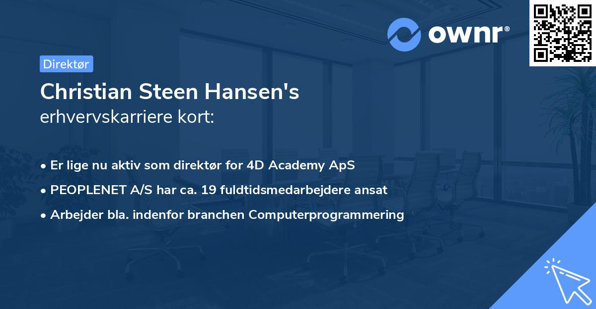 Christian Steen Hansen's erhvervskarriere kort