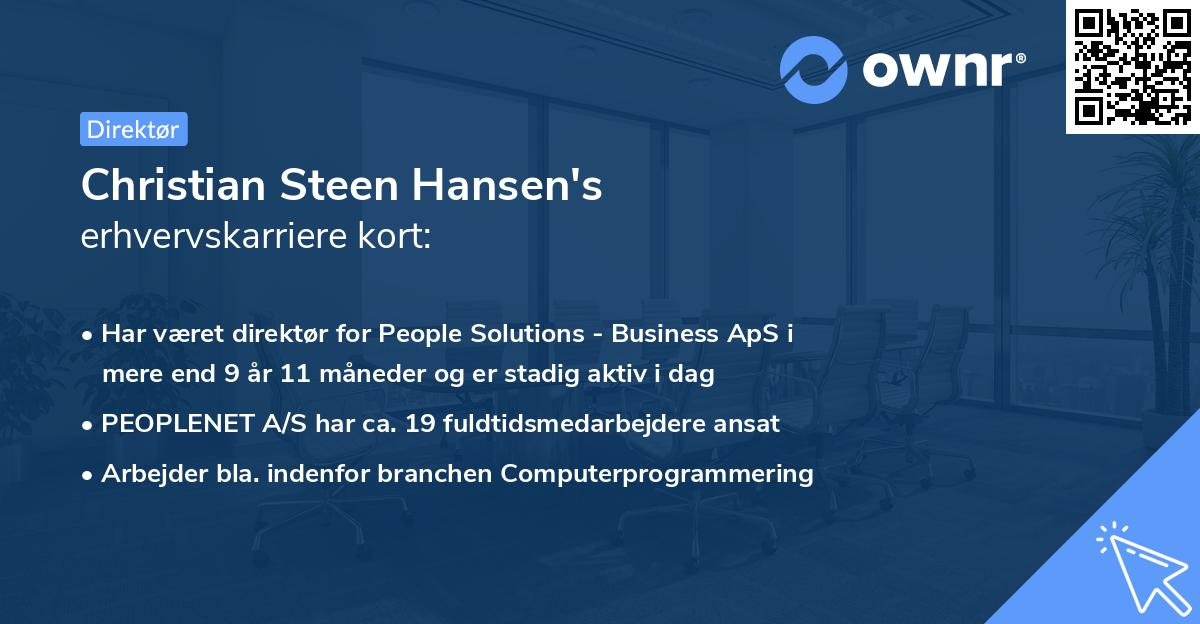 Christian Steen Hansen's erhvervskarriere kort