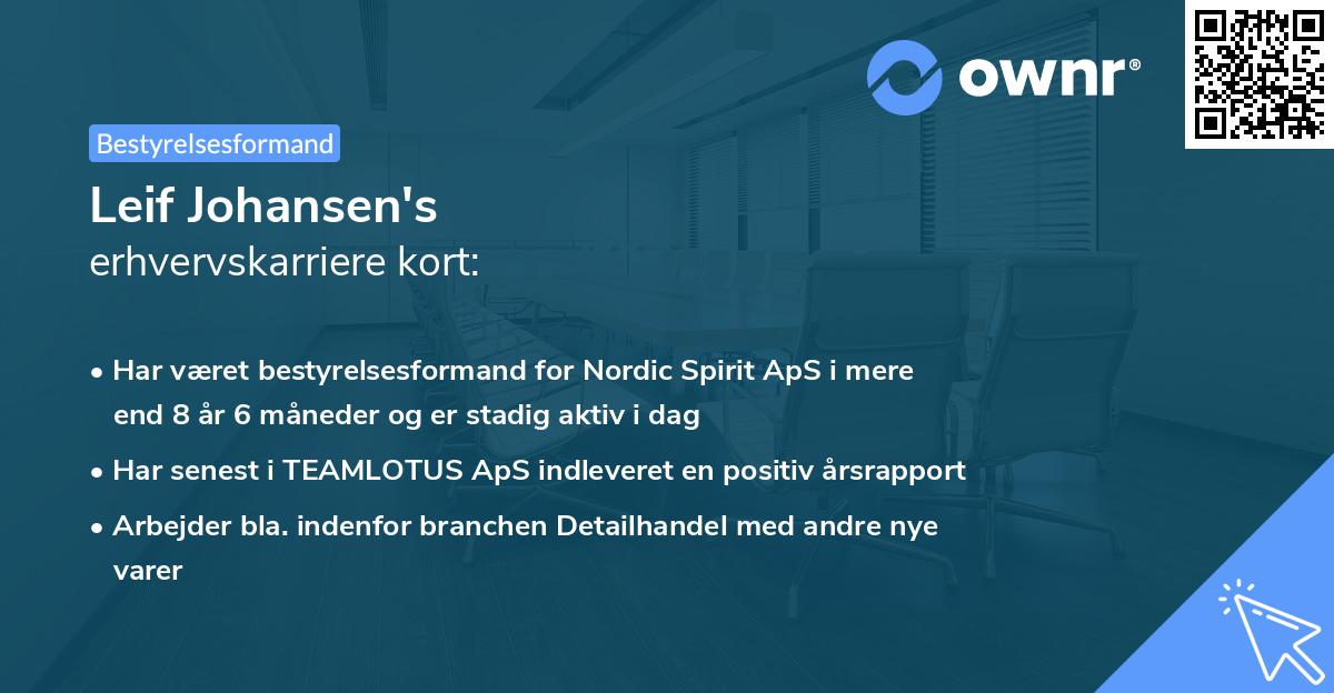 Leif Johansen's erhvervskarriere kort