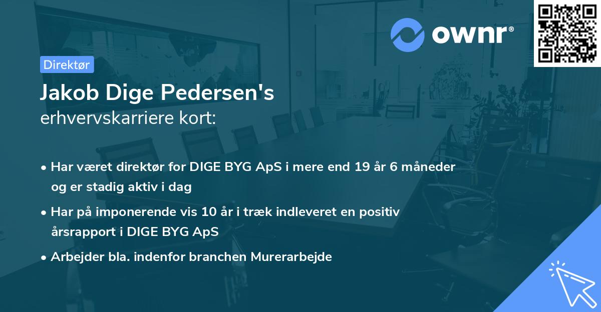 Jakob Dige Pedersen's erhvervskarriere kort