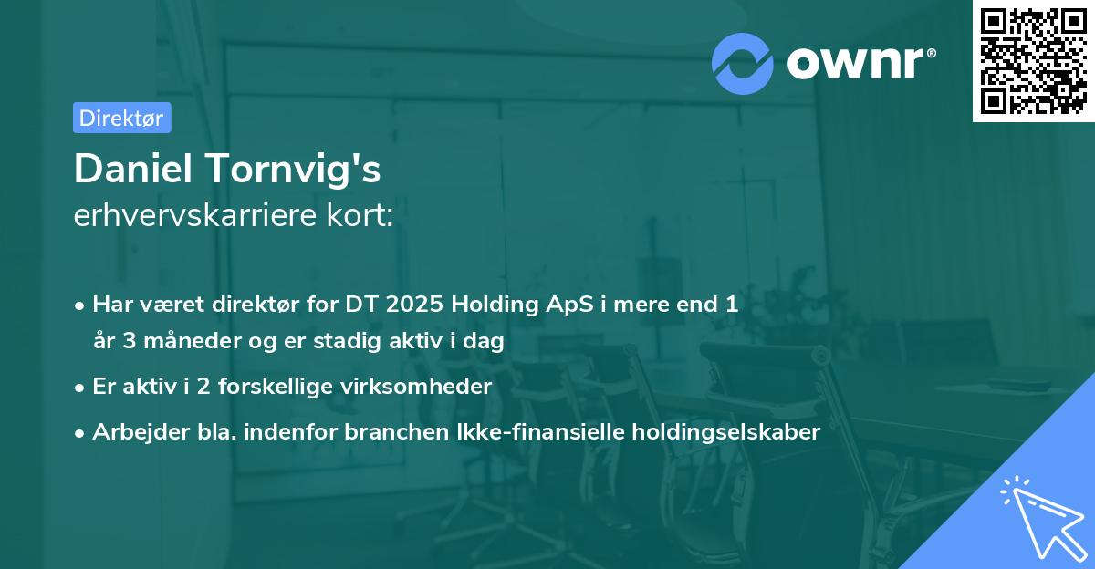 Daniel Tornvig's erhvervskarriere kort