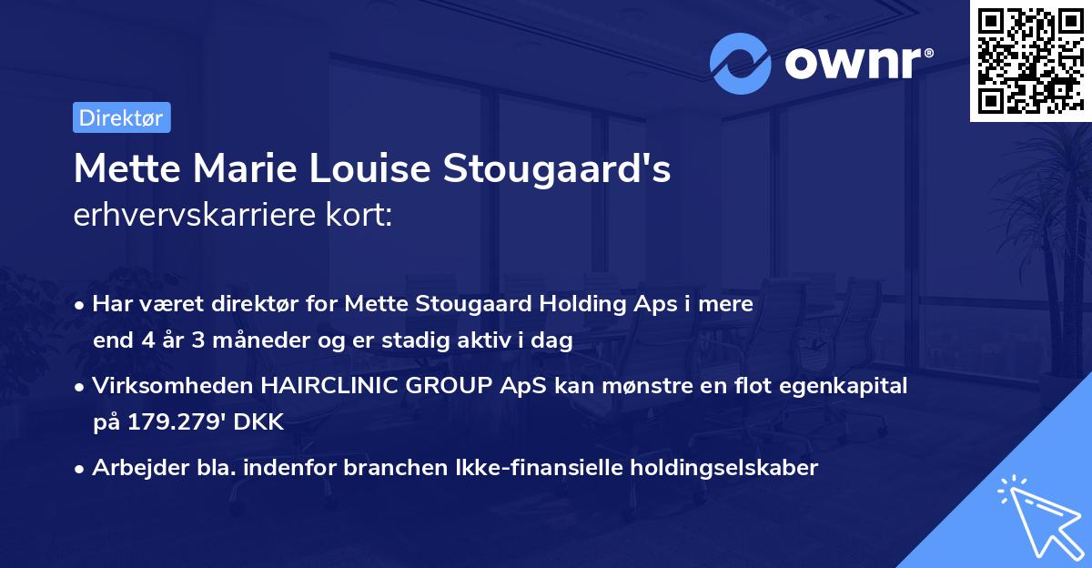Mette Marie Louise Stougaard's erhvervskarriere kort