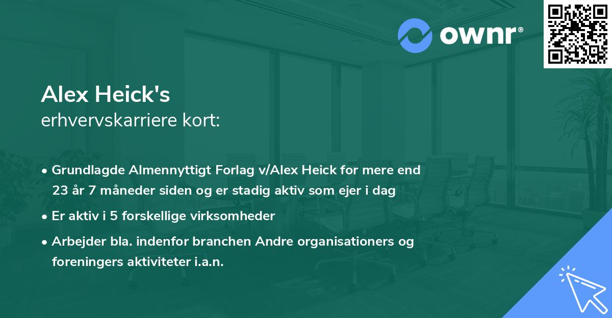 Alex Heick's erhvervskarriere kort