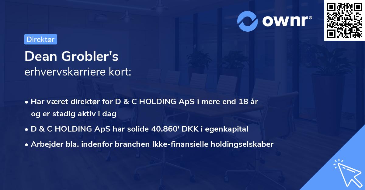Dean Grobler's erhvervskarriere kort