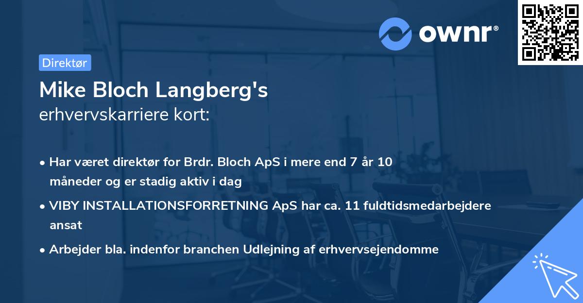 Mike Bloch Langberg's erhvervskarriere kort