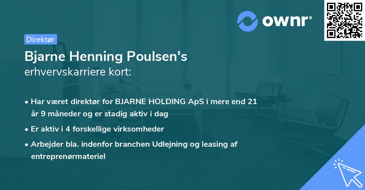 Bjarne Henning Poulsen's erhvervskarriere kort