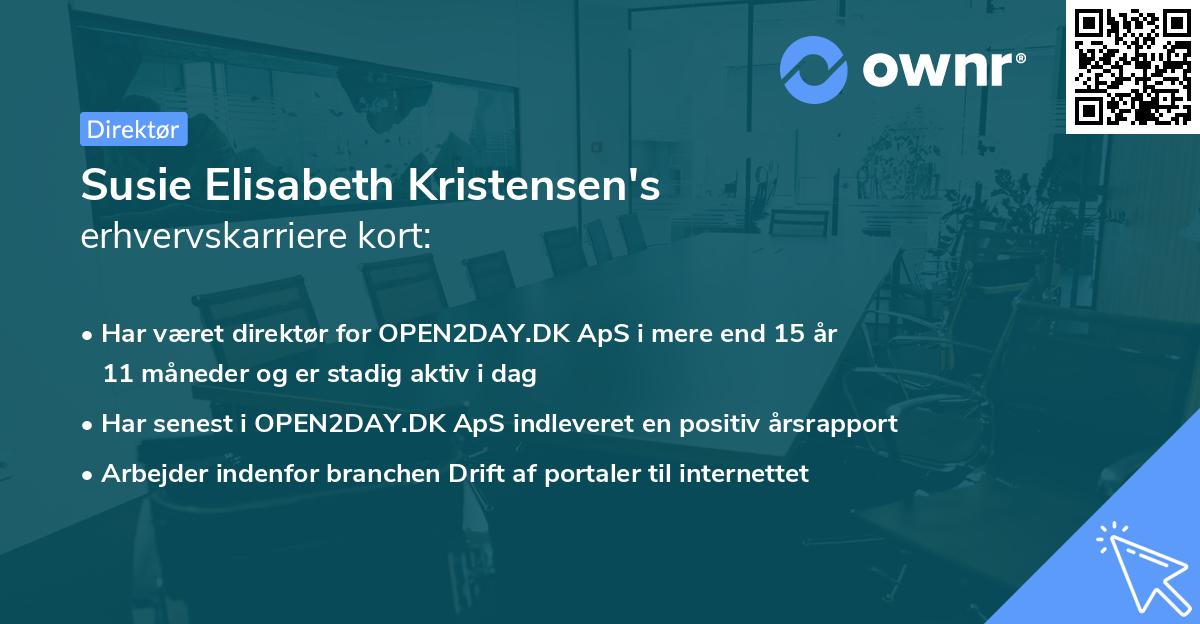 Susie Elisabeth Kristensen's erhvervskarriere kort