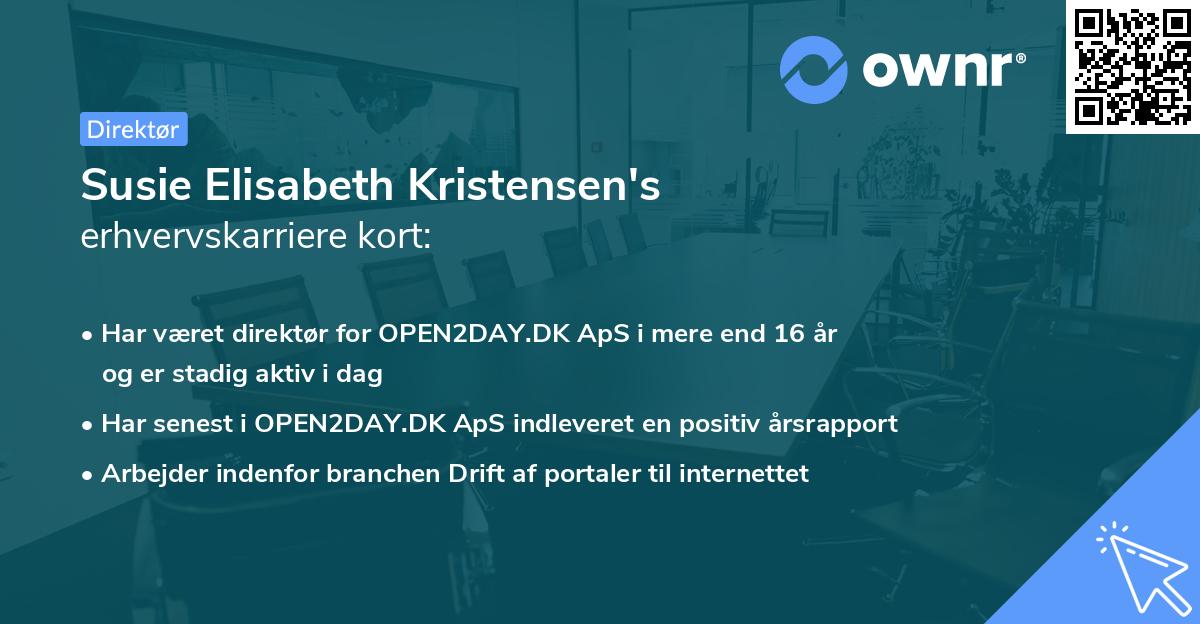 Susie Elisabeth Kristensen's erhvervskarriere kort