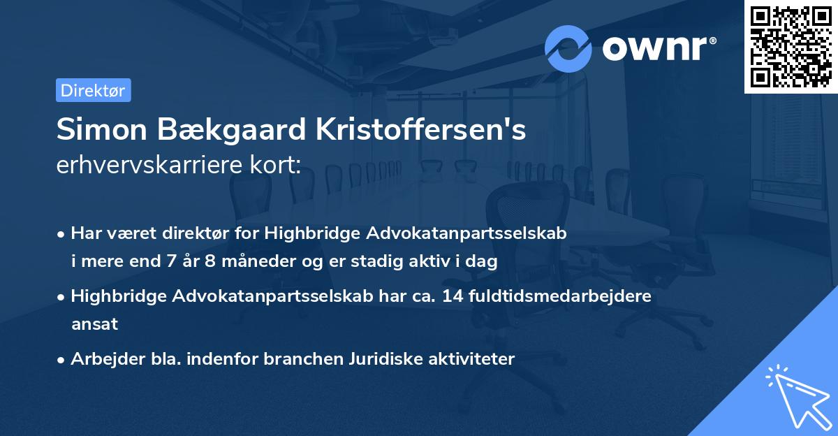 Simon Bækgaard Kristoffersen's erhvervskarriere kort