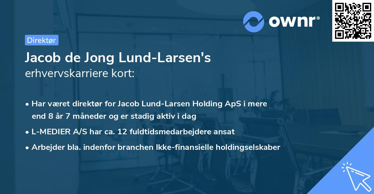 Jacob de Jong Lund-Larsen's erhvervskarriere kort