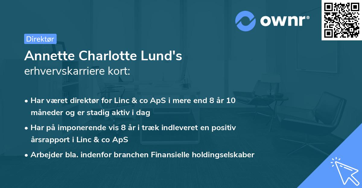 Annette Charlotte Lund's erhvervskarriere kort