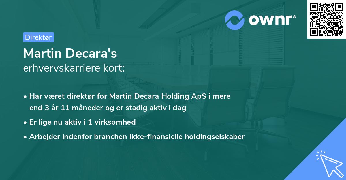 Martin Decara's erhvervskarriere kort