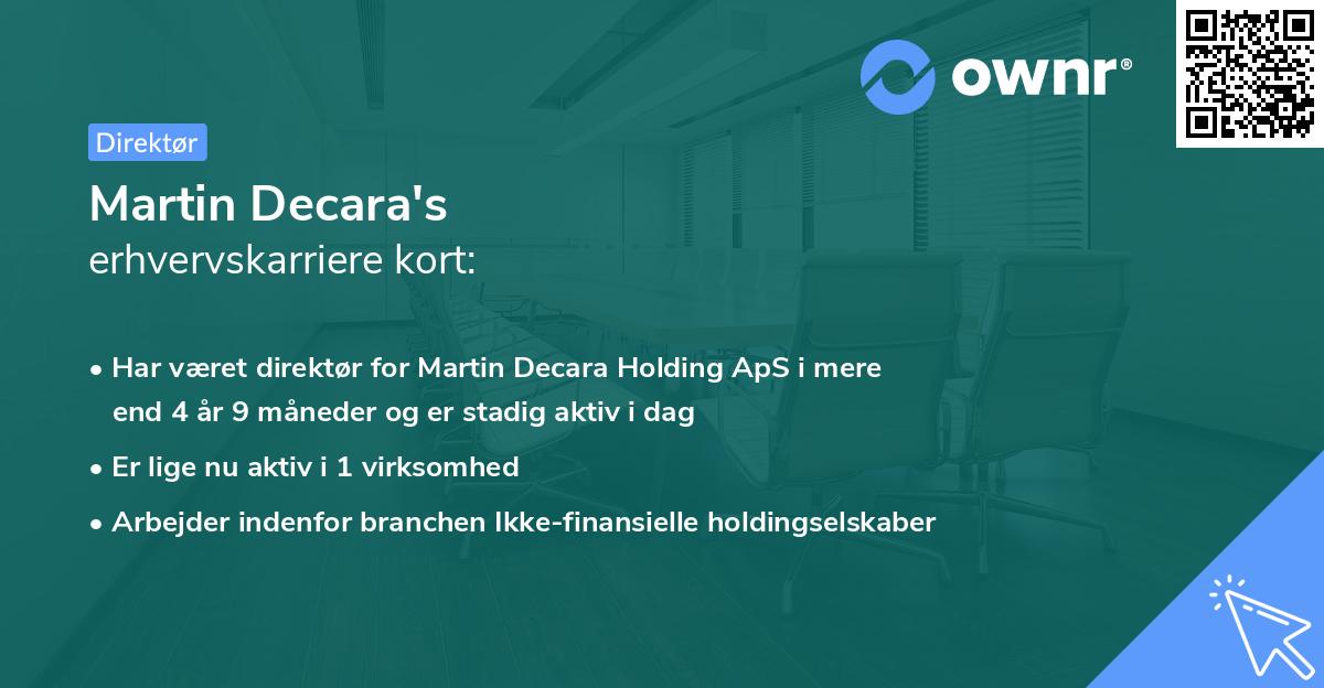 Martin Decara's erhvervskarriere kort