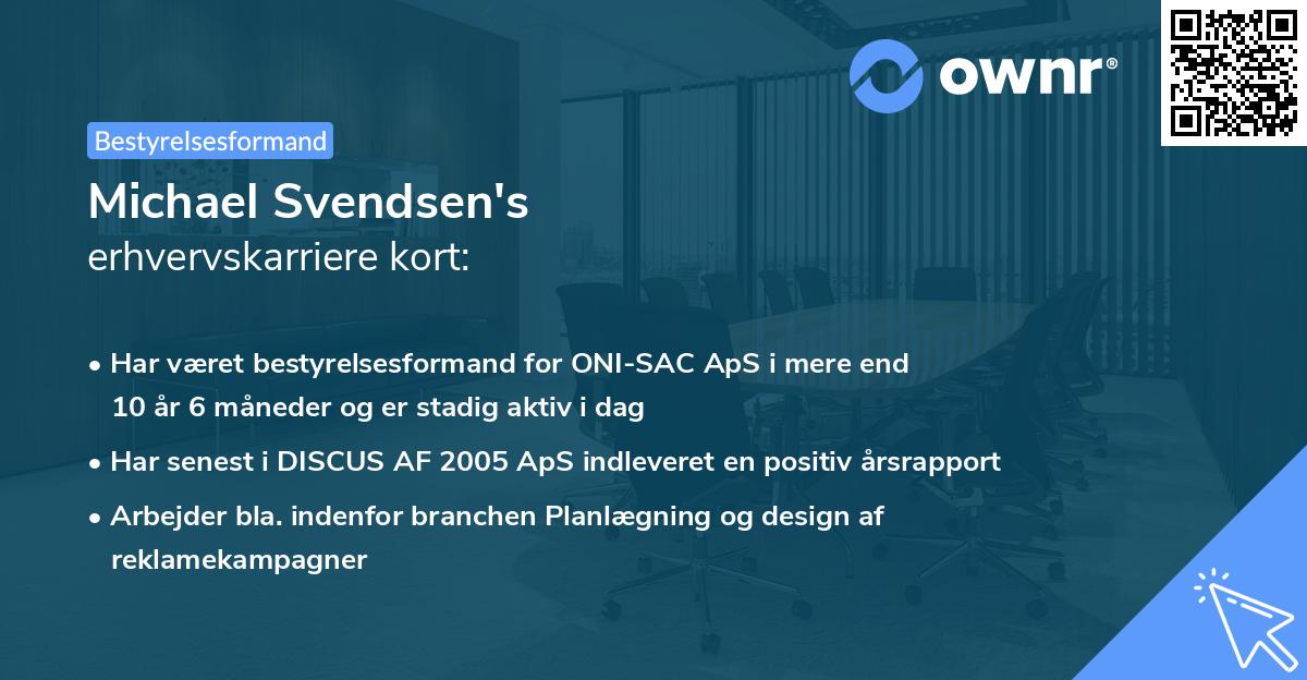 Michael Svendsen's erhvervskarriere kort