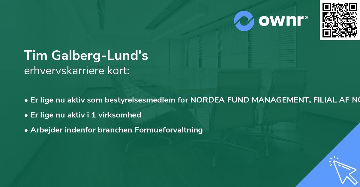 Tim Galberg-Lund's erhvervskarriere kort