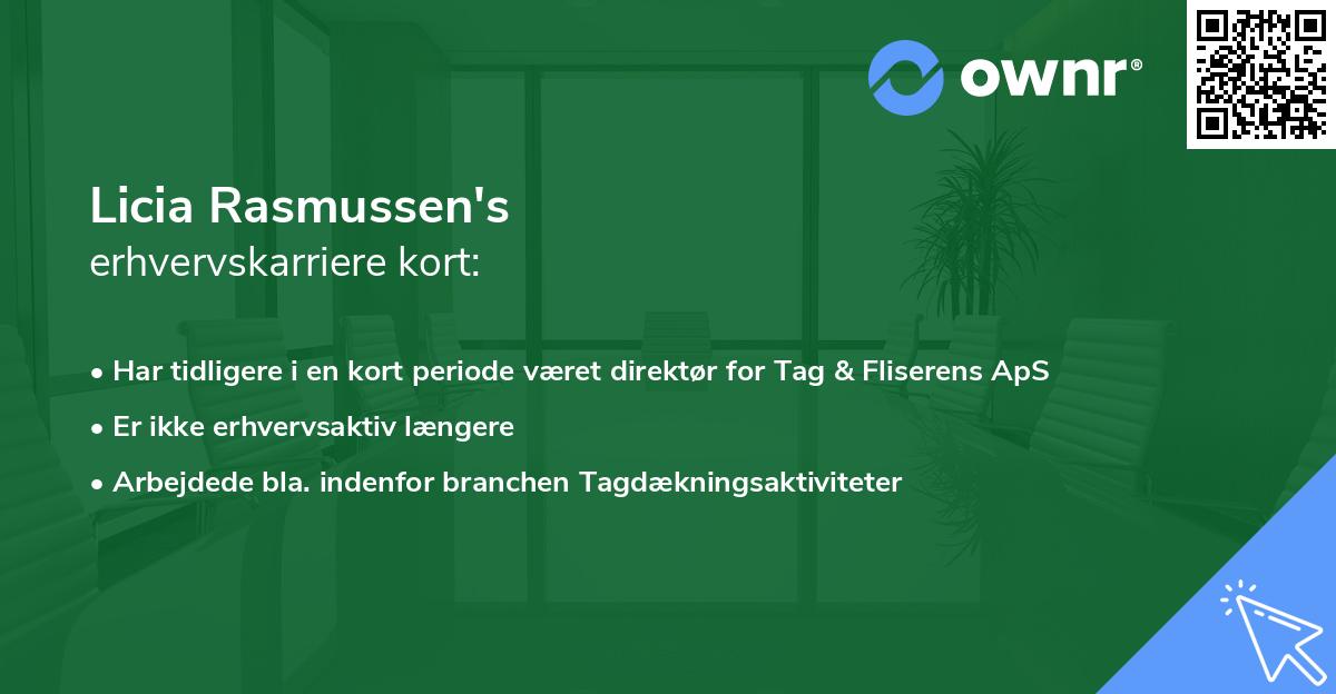 Licia Rasmussen's erhvervskarriere kort