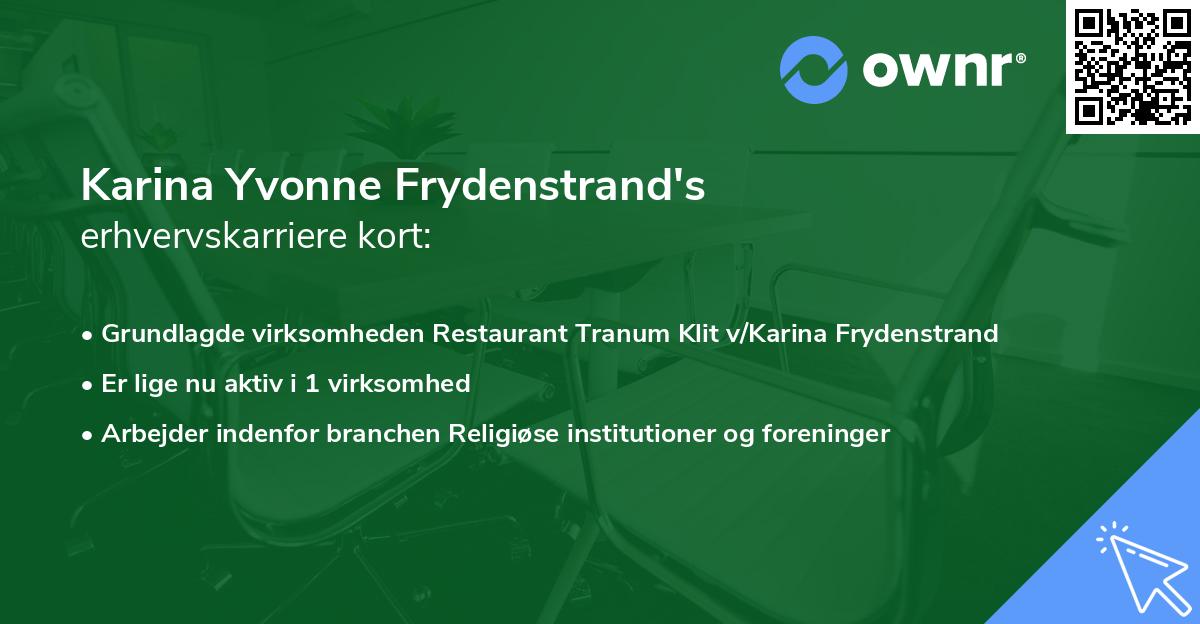 Karina Yvonne Frydenstrand's erhvervskarriere kort