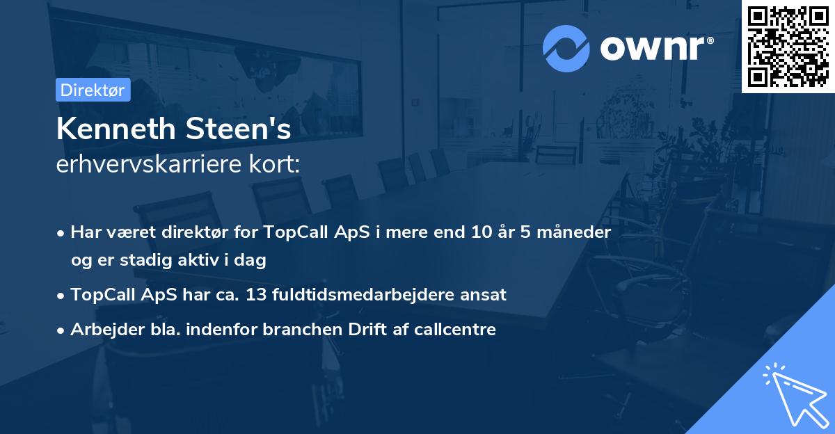 Kenneth Steen's erhvervskarriere kort