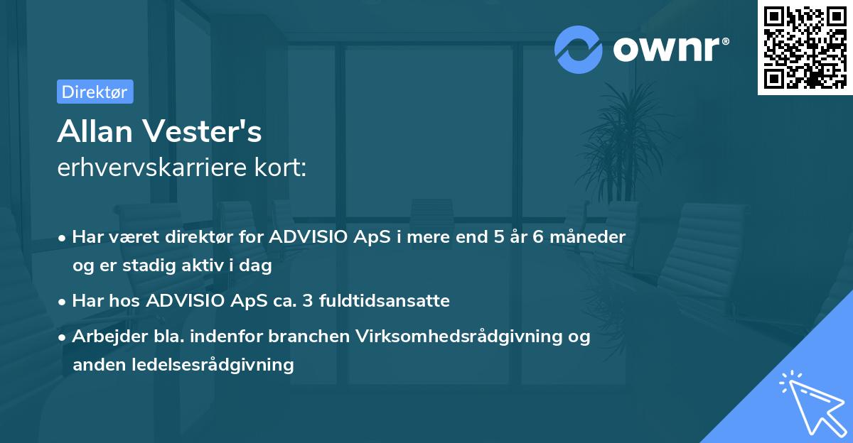Allan Vester's erhvervskarriere kort