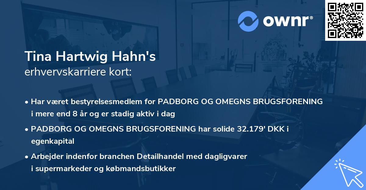Tina Hartwig Hahn's erhvervskarriere kort