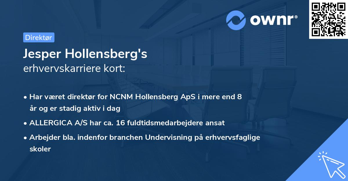 Jesper Hollensberg's erhvervskarriere kort