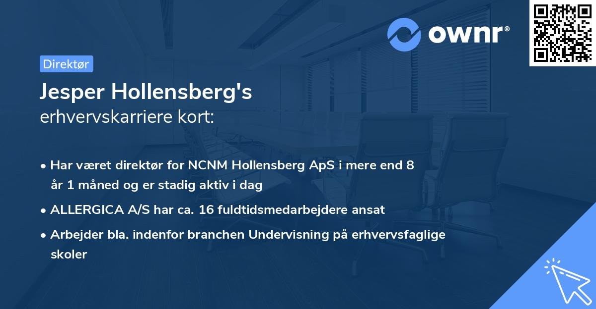 Jesper Hollensberg's erhvervskarriere kort