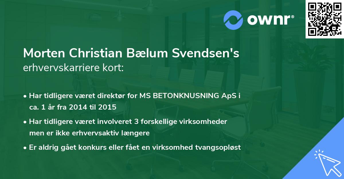Morten Christian Bælum Svendsen's erhvervskarriere kort