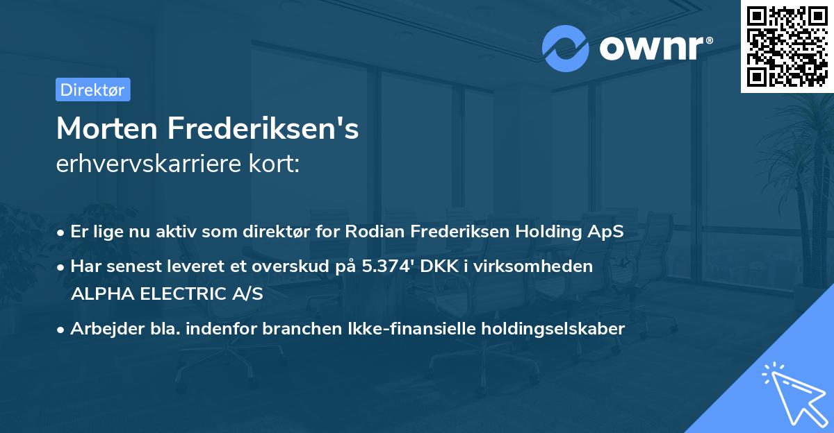Morten Frederiksen's erhvervskarriere kort