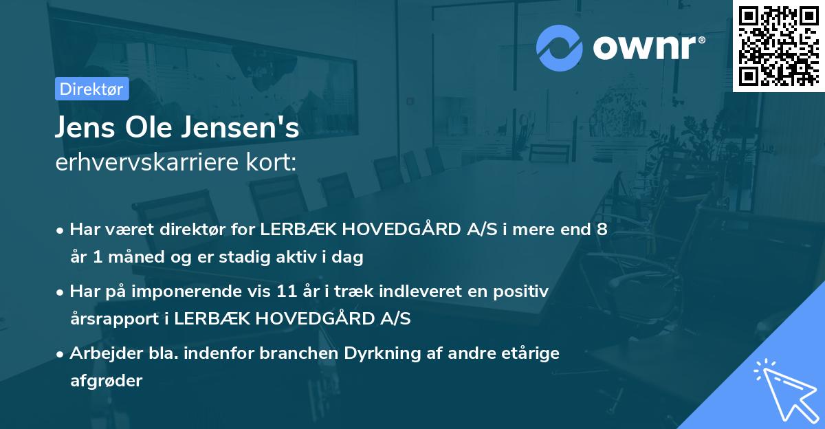 Jens Ole Jensen's erhvervskarriere kort
