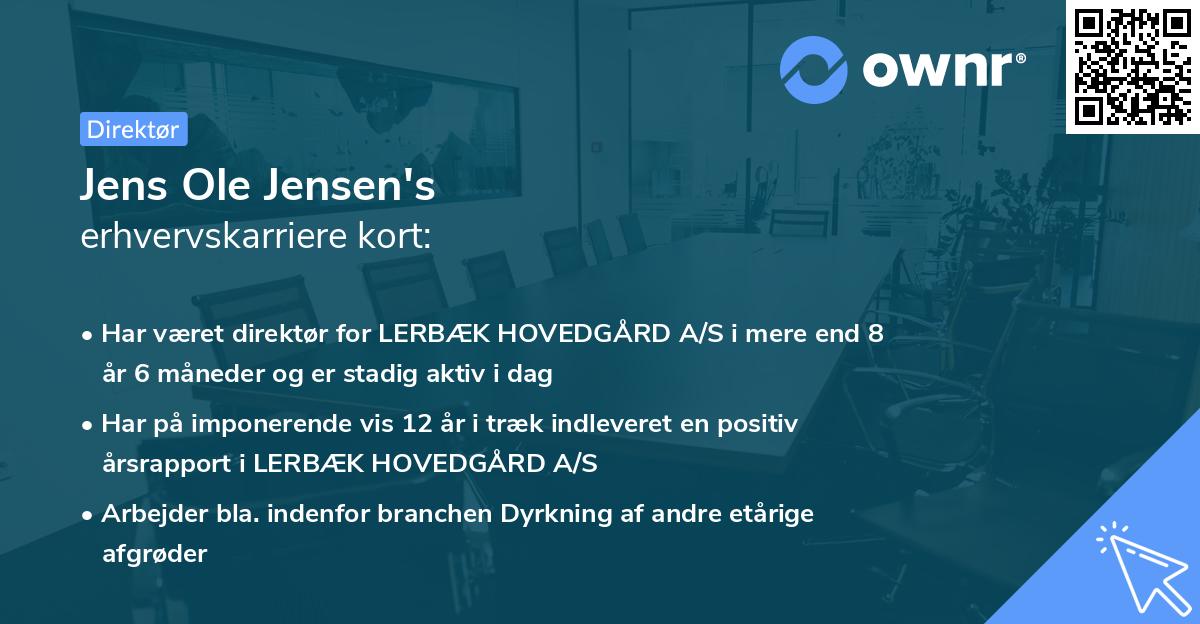 Jens Ole Jensen's erhvervskarriere kort