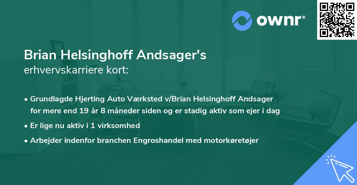 Brian Helsinghoff Andsager's erhvervskarriere kort