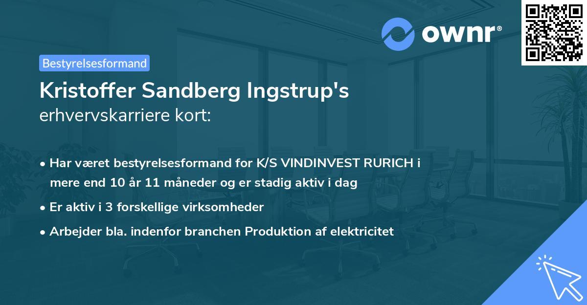 Kristoffer Sandberg Ingstrup's erhvervskarriere kort