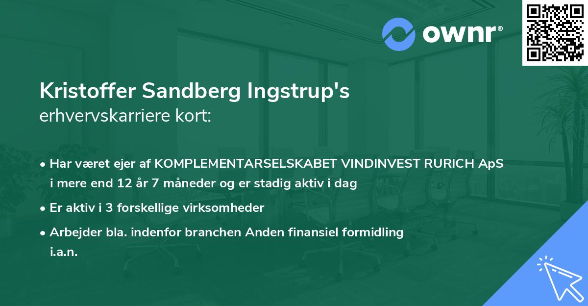 Kristoffer Sandberg Ingstrup's erhvervskarriere kort