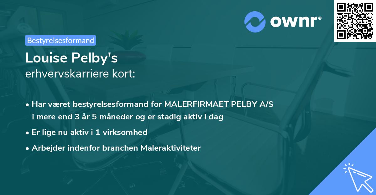Louise Pelby's erhvervskarriere kort