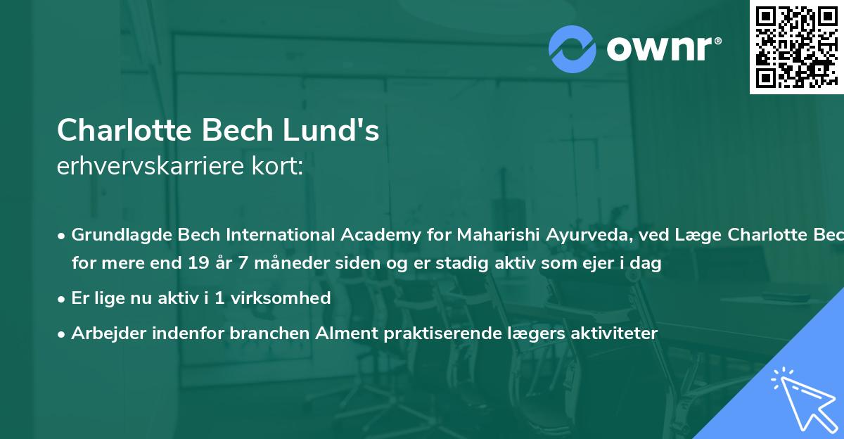 Charlotte Bech Lund's erhvervskarriere kort