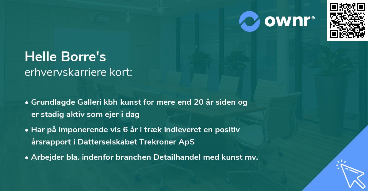 Helle Borre's erhvervskarriere kort