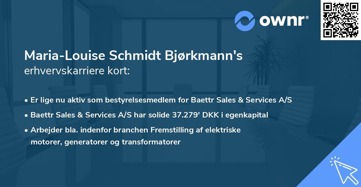 Maria-Louise Schmidt Bjørkmann's erhvervskarriere kort