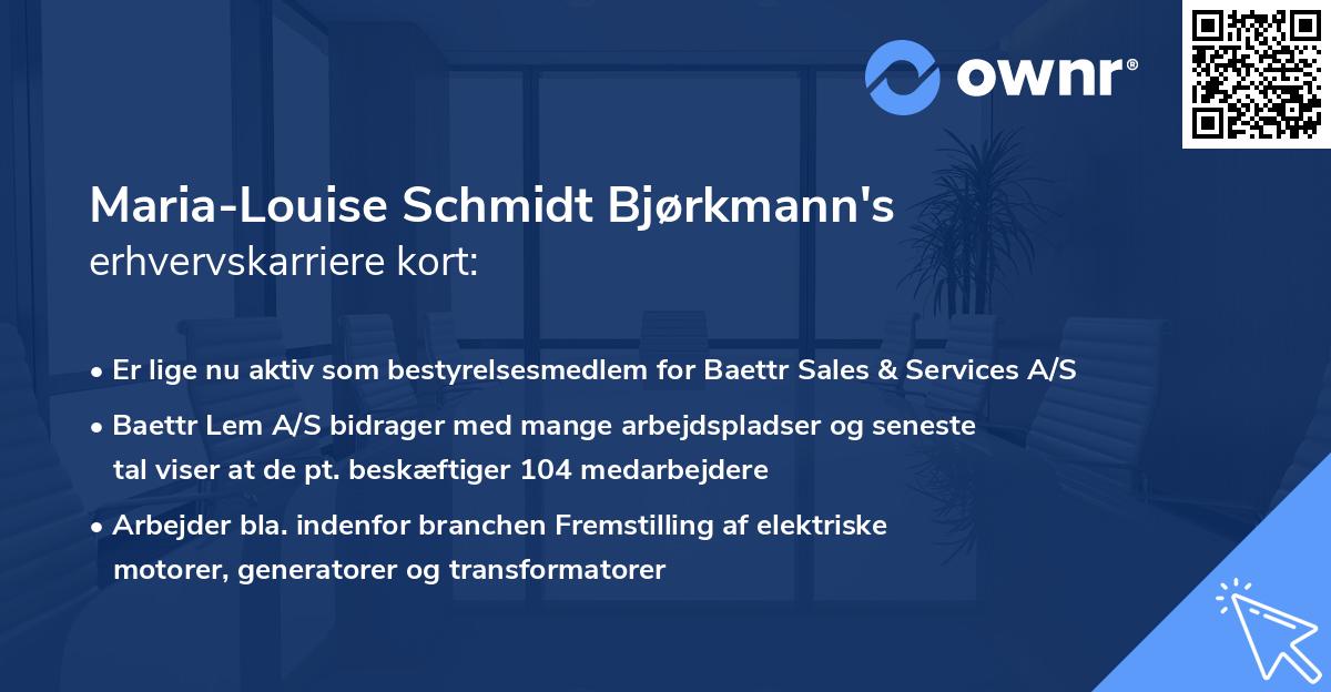 Maria-Louise Schmidt Bjørkmann's erhvervskarriere kort