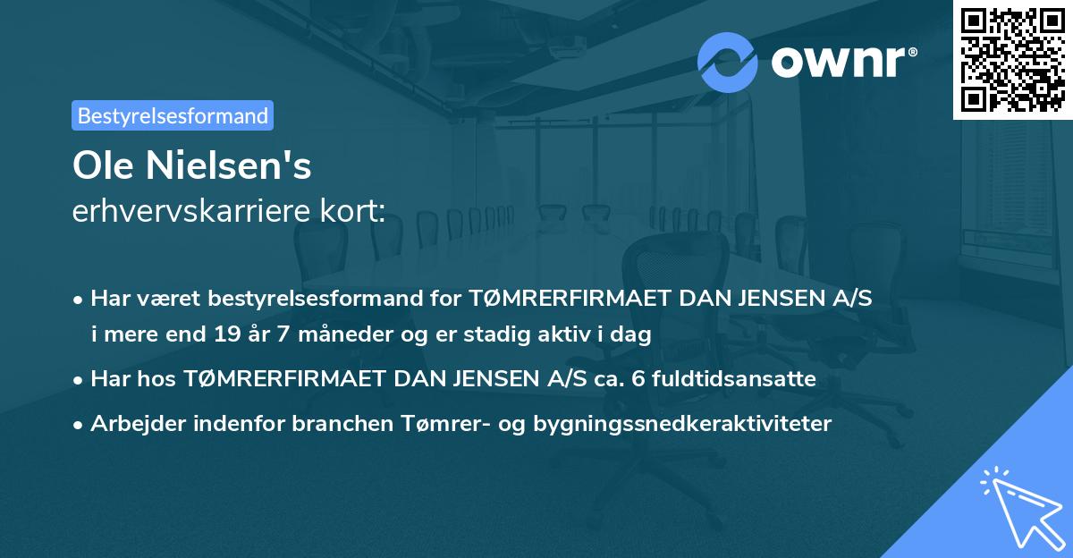 Ole Nielsen's erhvervskarriere kort