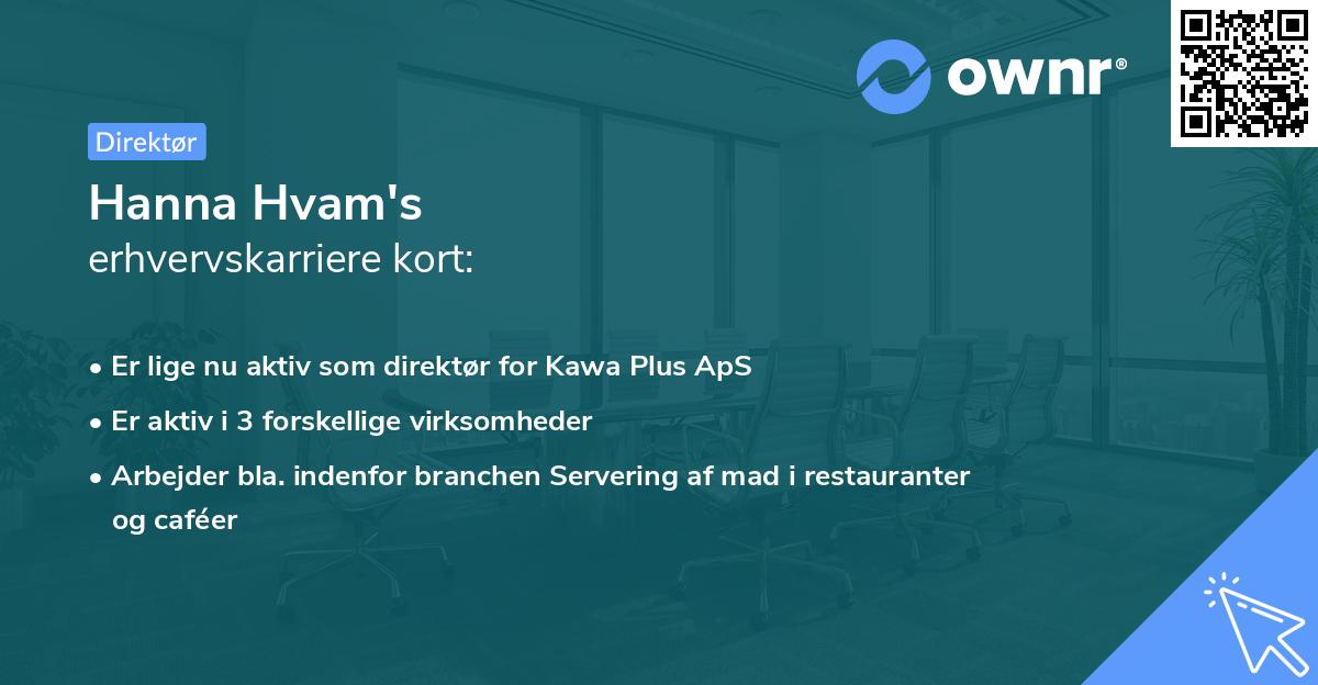 Hanna Hvam's erhvervskarriere kort