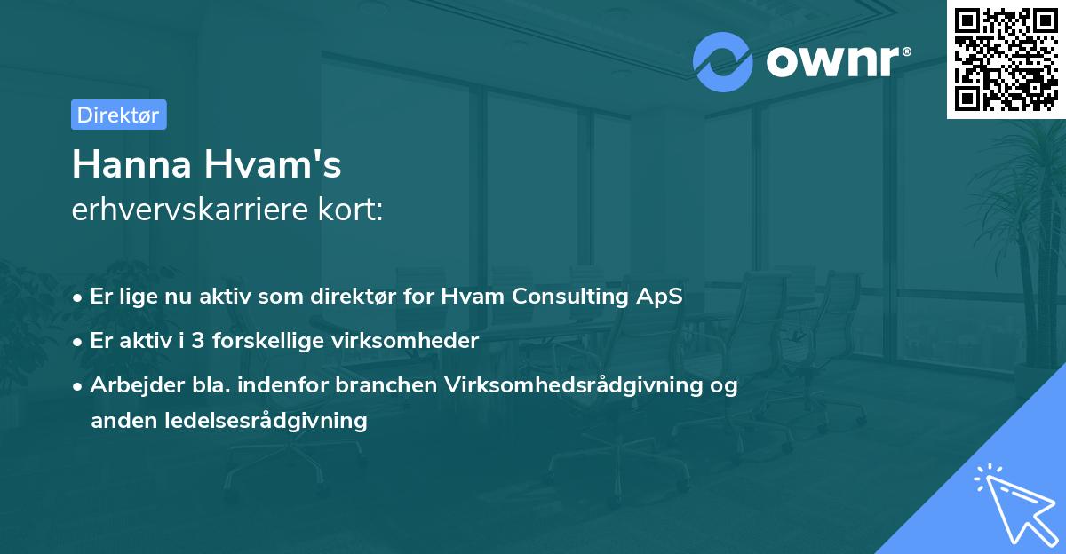 Hanna Hvam's erhvervskarriere kort