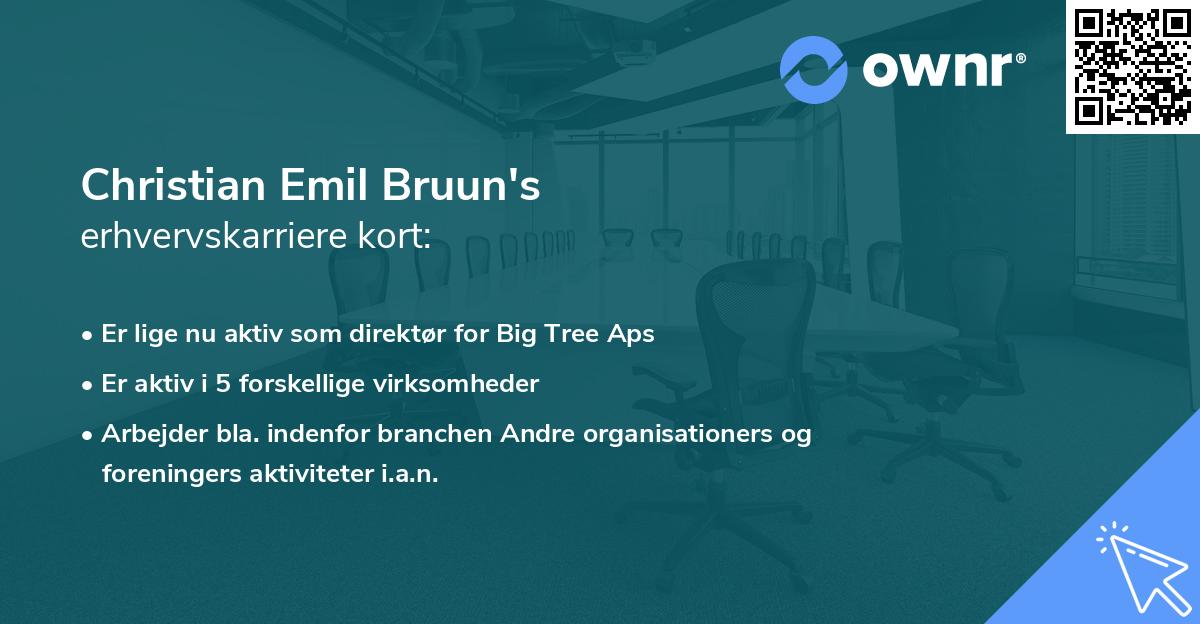 Christian Emil Bruun's erhvervskarriere kort