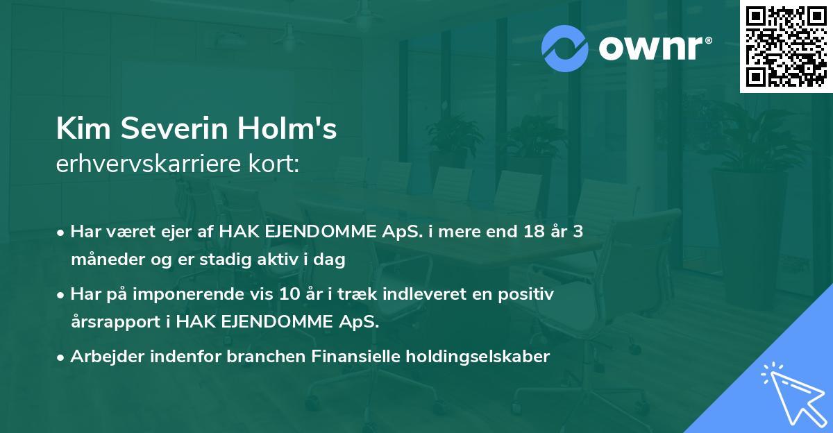 Kim Severin Holm's erhvervskarriere kort