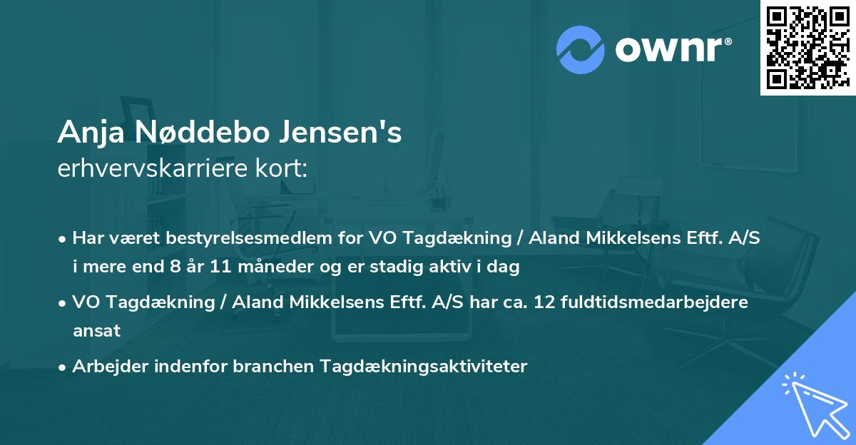 Anja Nøddebo Jensen's erhvervskarriere kort