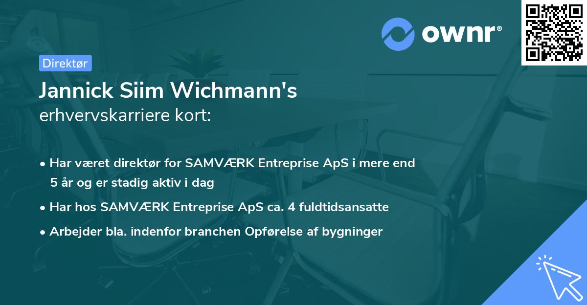 Jannick Siim Wichmann's erhvervskarriere kort